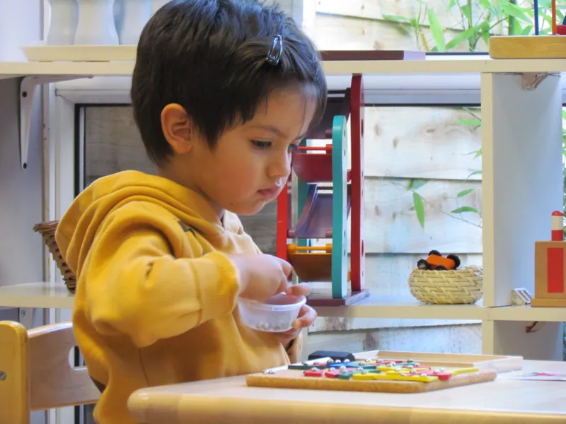 engaged in a fun activity at a table